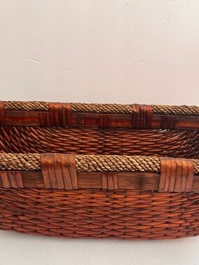 Woven Decorative Storage Basket in Brown and Tan